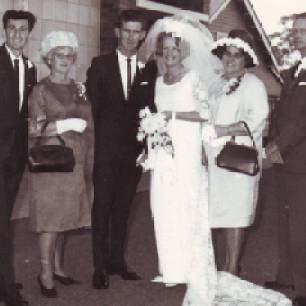 March 1967 Wedding Day for Lyn & Ian Mitchell Neville (brother) Faye Mitchell (mother) Ian & Lyn Norma Kyte (mother) William Alfred George Kyte (aka William Alfred Francis Kite)